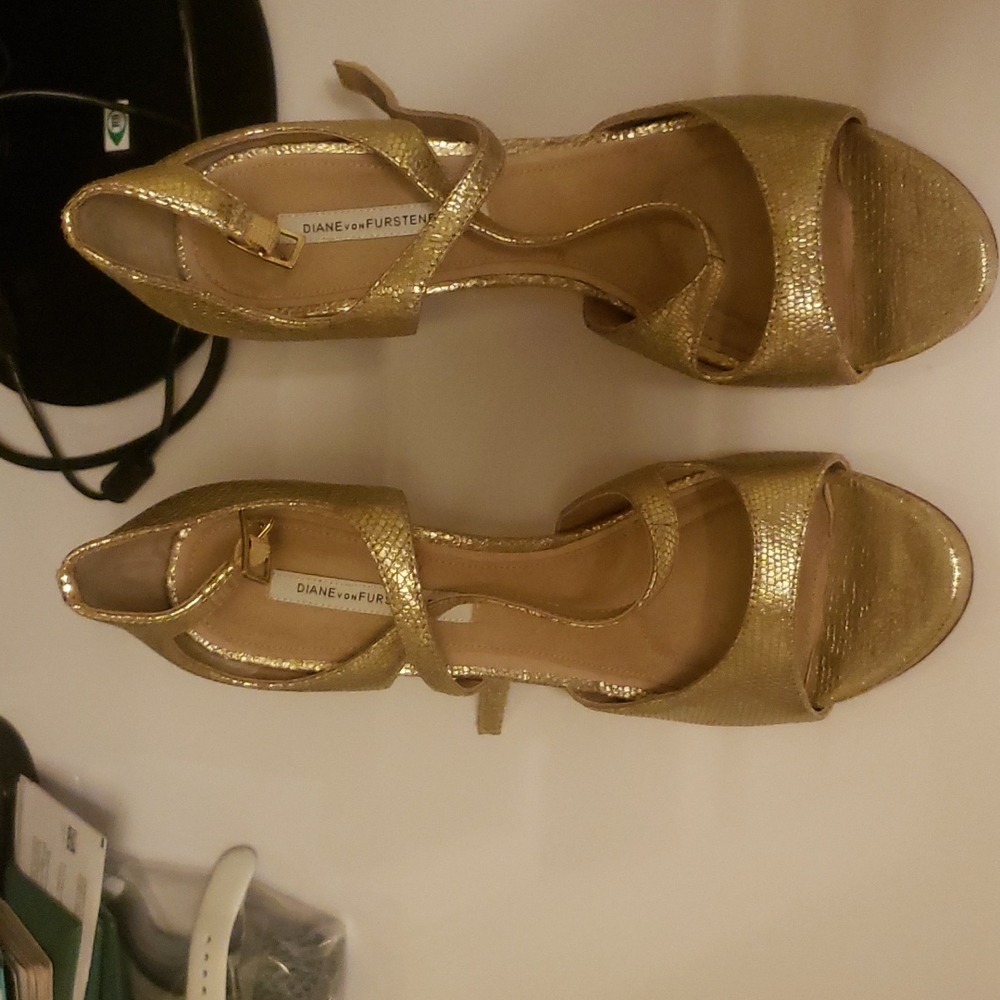 Diane von Furstenberg gold heels